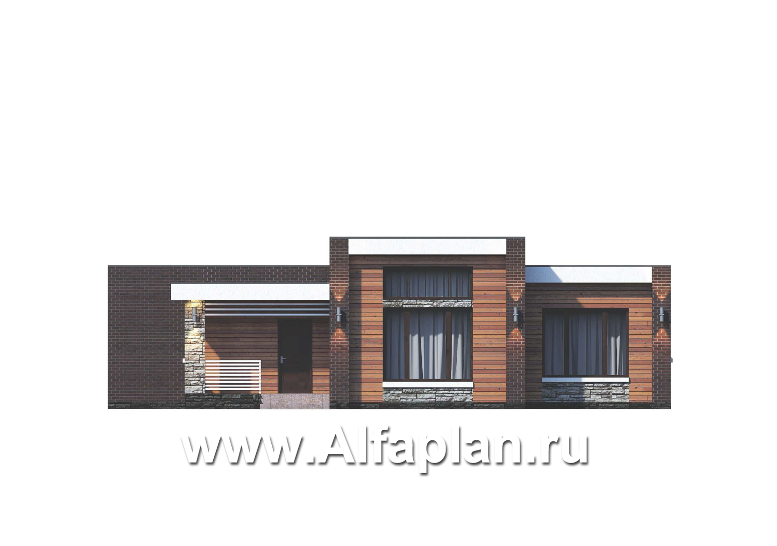 Проекты домов Альфаплан - «Магнолия» — плоскокровельный коттедж с удобной планировкой - изображение фасада №1