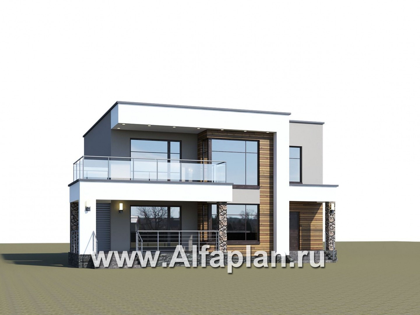 «Серотонин» - проект двухэтажного дома, в современном стиле хай-тек, с террасой и балконом - дизайн дома №1