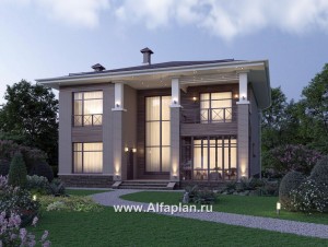 Превью проекта «"Римские каникулы" - проект двухэтажного дома, с террасой и с двусветной гостиной, в классическом стиле»