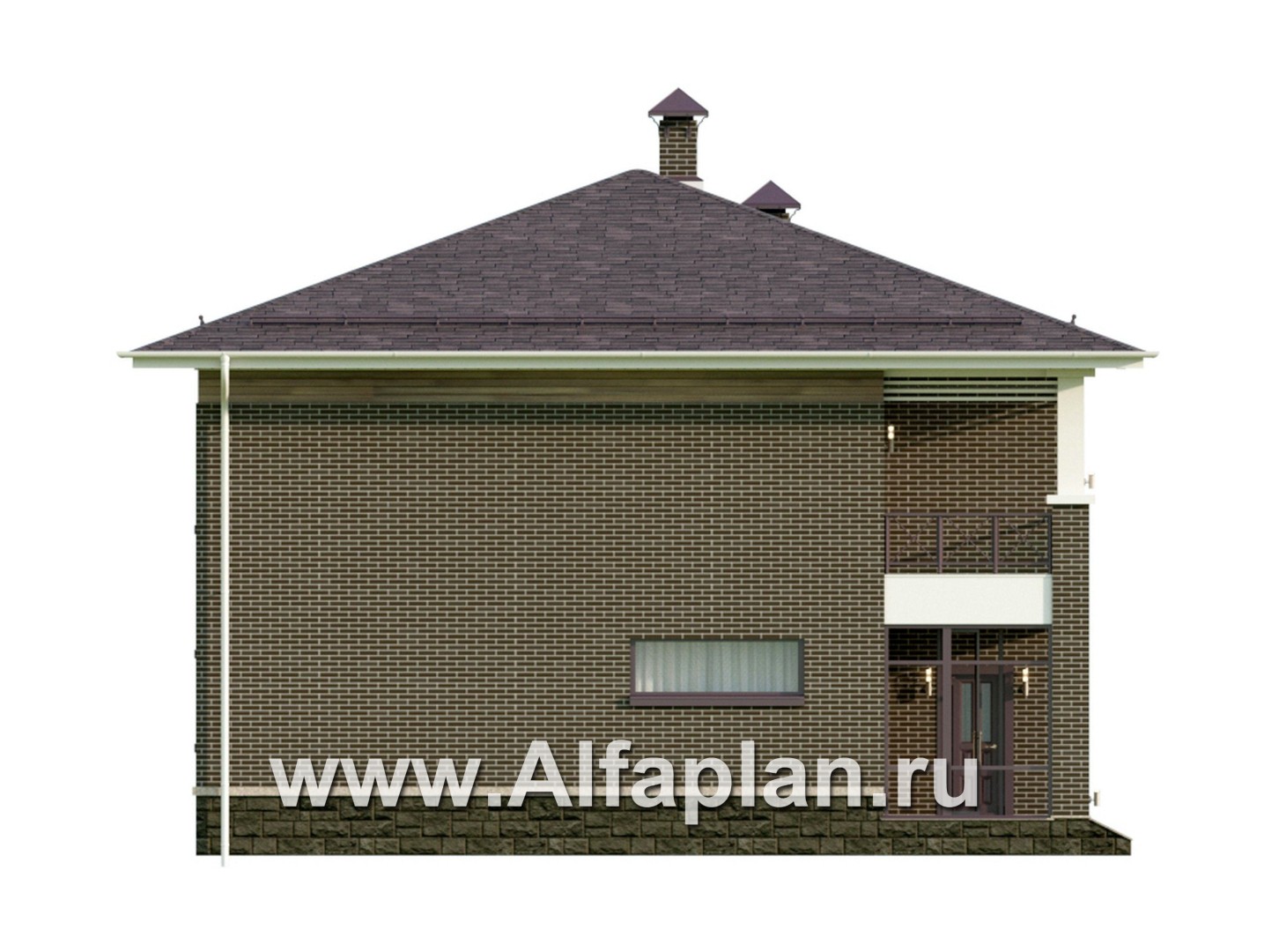 Проекты домов Альфаплан - "Римские каникулы" - проект двухэтажного дома, с террасой в классическом стиле - изображение фасада №3
