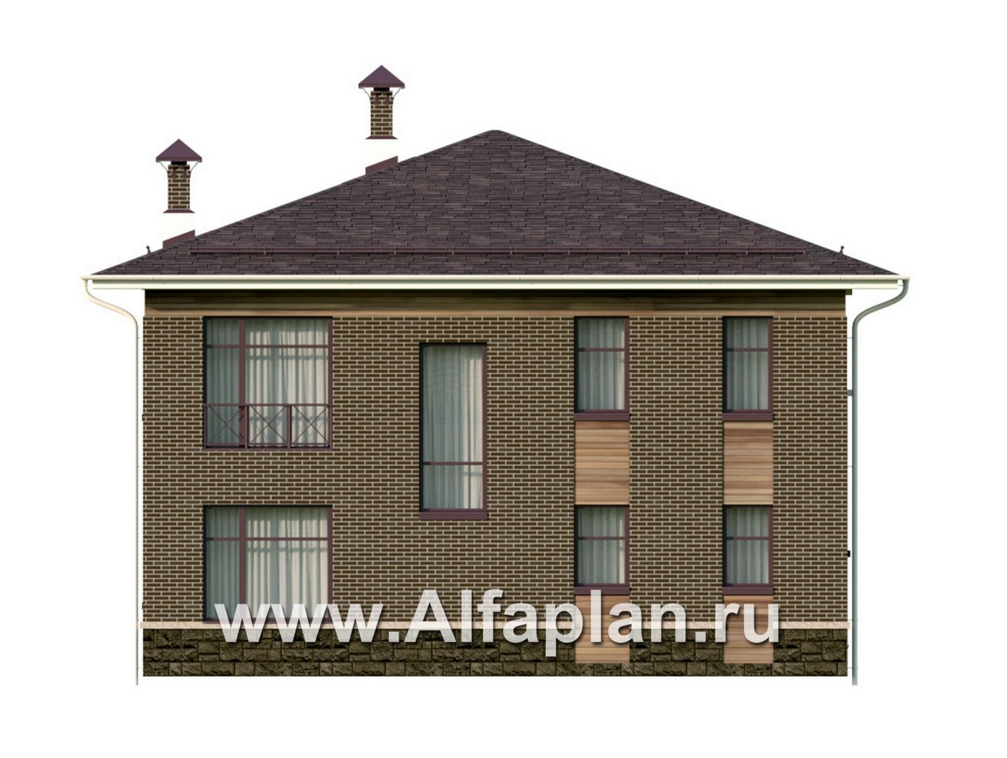 Проекты домов Альфаплан - "Римские каникулы" - проект двухэтажного дома, с террасой в классическом стиле - изображение фасада №4