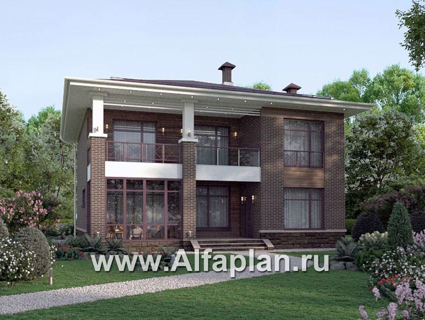 Проекты домов Альфаплан - "Римские каникулы" - проект двухэтажного дома, с террасой в классическом стиле - дополнительное изображение №2