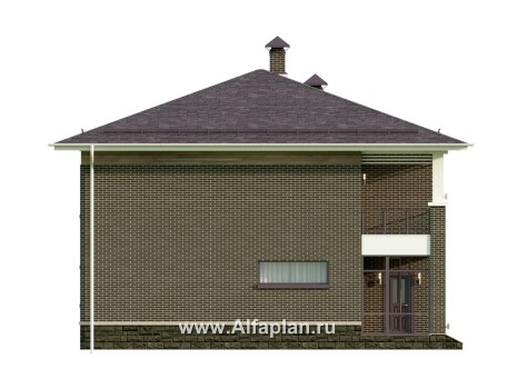 Проекты домов Альфаплан - "Римские каникулы" - проект двухэтажного дома, с террасой в классическом стиле - превью фасада №3