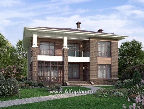 Проекты домов Альфаплан - "Римские каникулы" - проект двухэтажного дома, с террасой в классическом стиле - превью дополнительного изображения №1