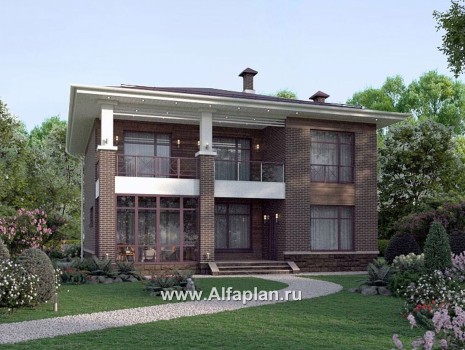 Проекты домов Альфаплан - "Римские каникулы" - проект двухэтажного дома, с террасой в классическом стиле - превью дополнительного изображения №2