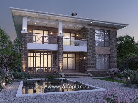 Проекты домов Альфаплан - "Римские каникулы" - проект двухэтажного дома, с террасой в классическом стиле - превью дополнительного изображения №3