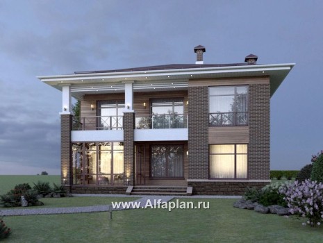 Проекты домов Альфаплан - "Римские каникулы" - проект двухэтажного дома, с террасой в классическом стиле - превью дополнительного изображения №4