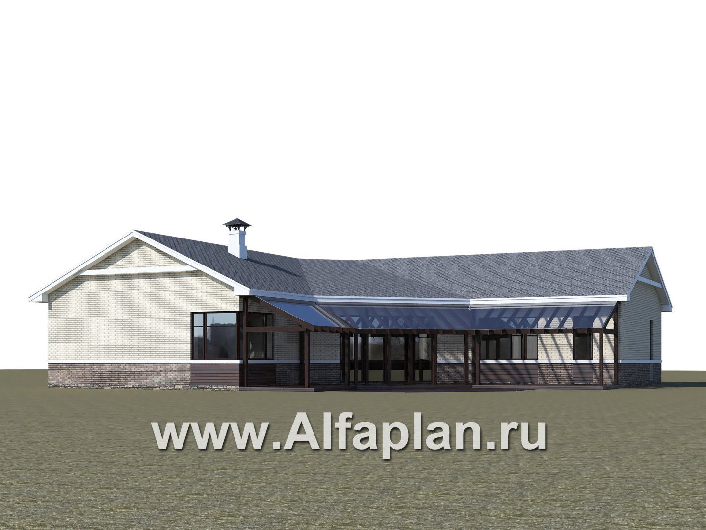 Проекты домов Альфаплан - «Модуль» — одноэтажный дом с диагональным планом, 4 спальни - дополнительное изображение №4