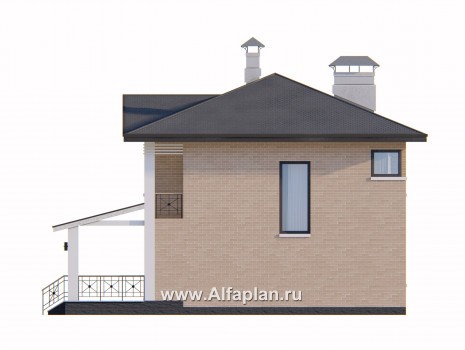 Проекты домов Альфаплан - «Серебро» - проект дома для небольшой семьи, вход с южных направлений - превью фасада №2