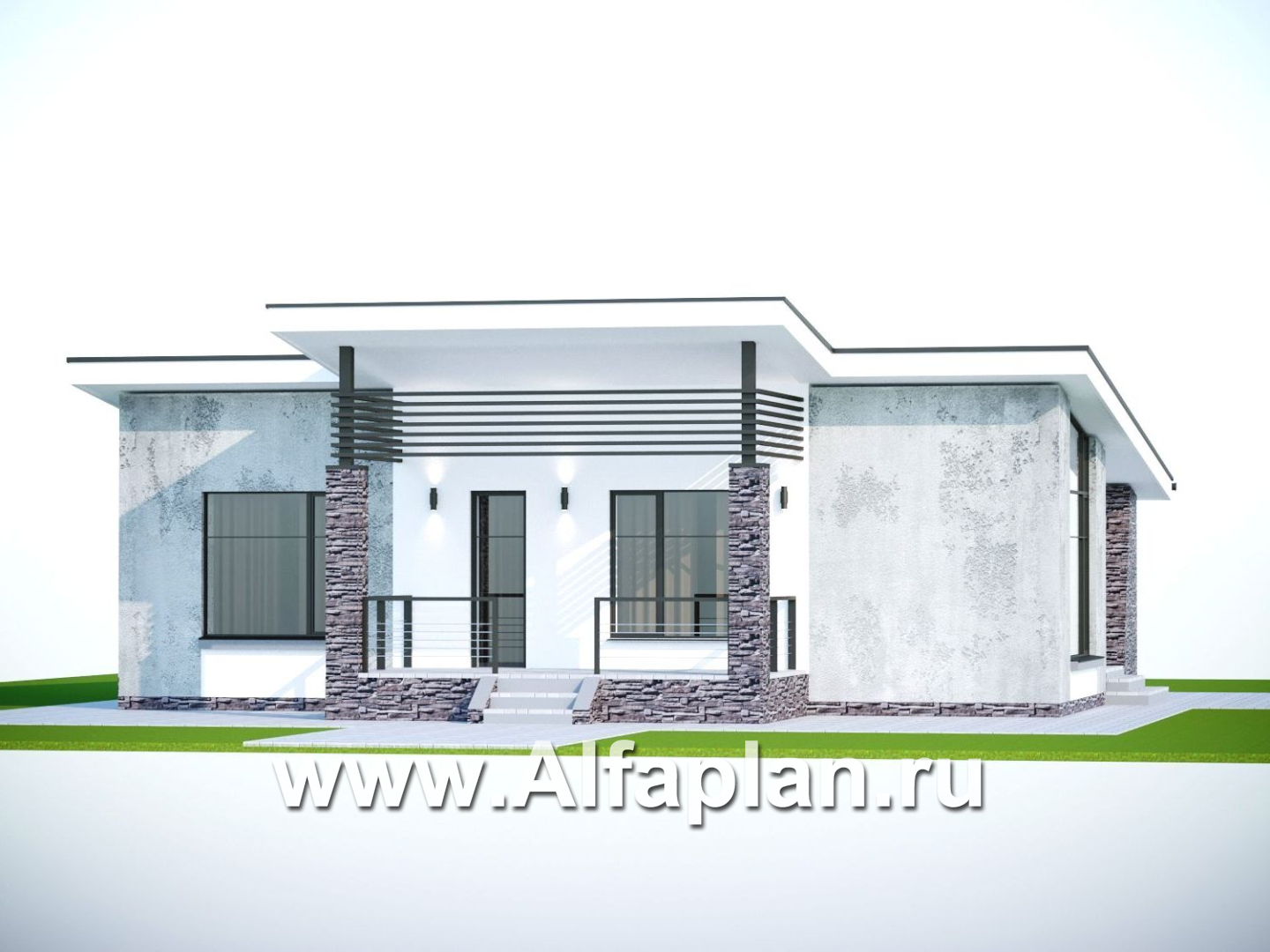 Проекты домов Альфаплан - «Корица» - проект дома с односкатной крышей, с двумя спальнями - дополнительное изображение №2
