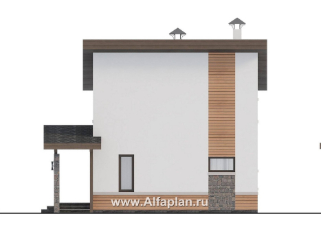 Проекты домов Альфаплан - "Джекпот" - проект каркасного дома с односкатной кровлей, строить быстро, жить - комфортно - превью фасада №3