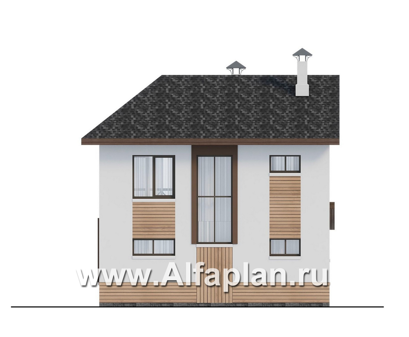 Проекты домов Альфаплан - "Бессер" - проект рационального каркасного дома, строить быстро, жить - удобно - изображение фасада №4