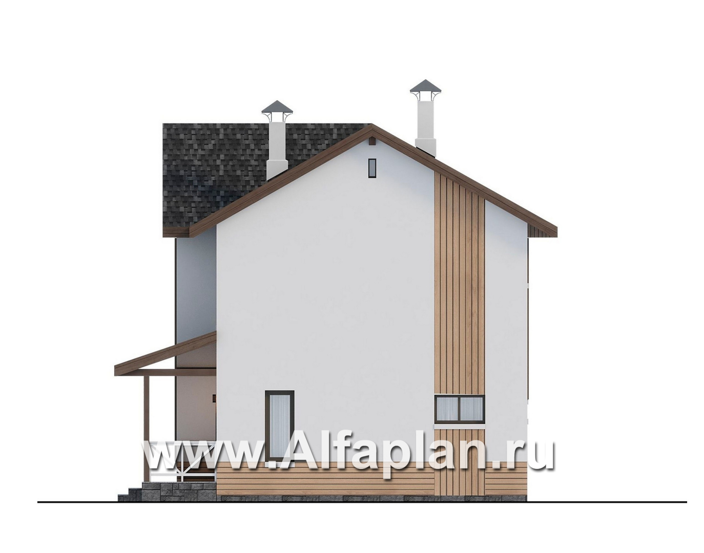 Проекты домов Альфаплан - "Бессер" - проект рационального каркасного дома, строить быстро, жить - удобно - изображение фасада №2