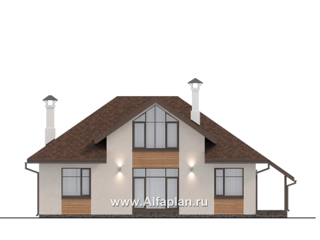 Проекты домов Альфаплан - "Тигода" - компактный простой дом с мансардой - превью фасада №1