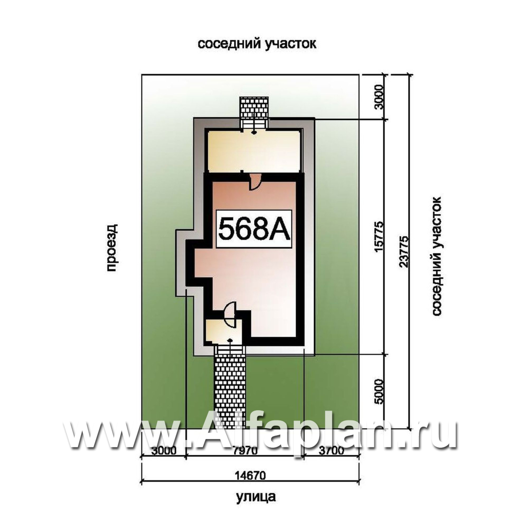 «Арс» - проект двухэтажного дома, с террасой и с балконом,  односкатная крыша, для узкого участка - дизайн дома №1