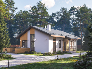 Проекты домов Альфаплан - "Литен" - проект простого одноэтажного дома с комфортной планировкой - превью основного изображения