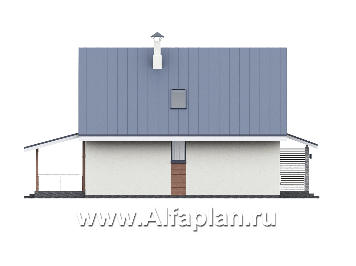 Проекты домов Альфаплан - "Генезис" - проект дома, с мансардой, с террасой в современном стиле - изображение фасада №3