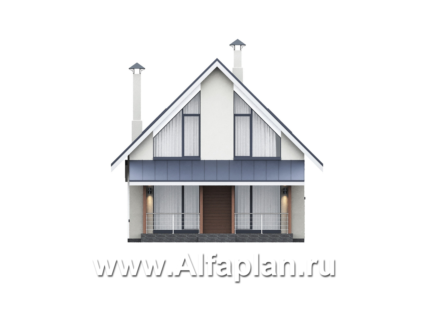 Проекты домов Альфаплан - "Генезис" - проект дома, с мансардой, с террасой в современном стиле - изображение фасада №4