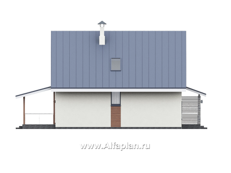 Проекты домов Альфаплан - "Генезис" - проект дома, с мансардой, с террасой в современном стиле - превью фасада №3