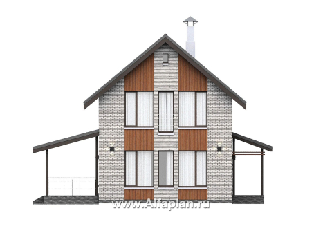 Проекты домов Альфаплан - "Мой путь" - проект дома из газобетона, 2 этажа, с террасой и с 5-ю спальнями - превью фасада №1
