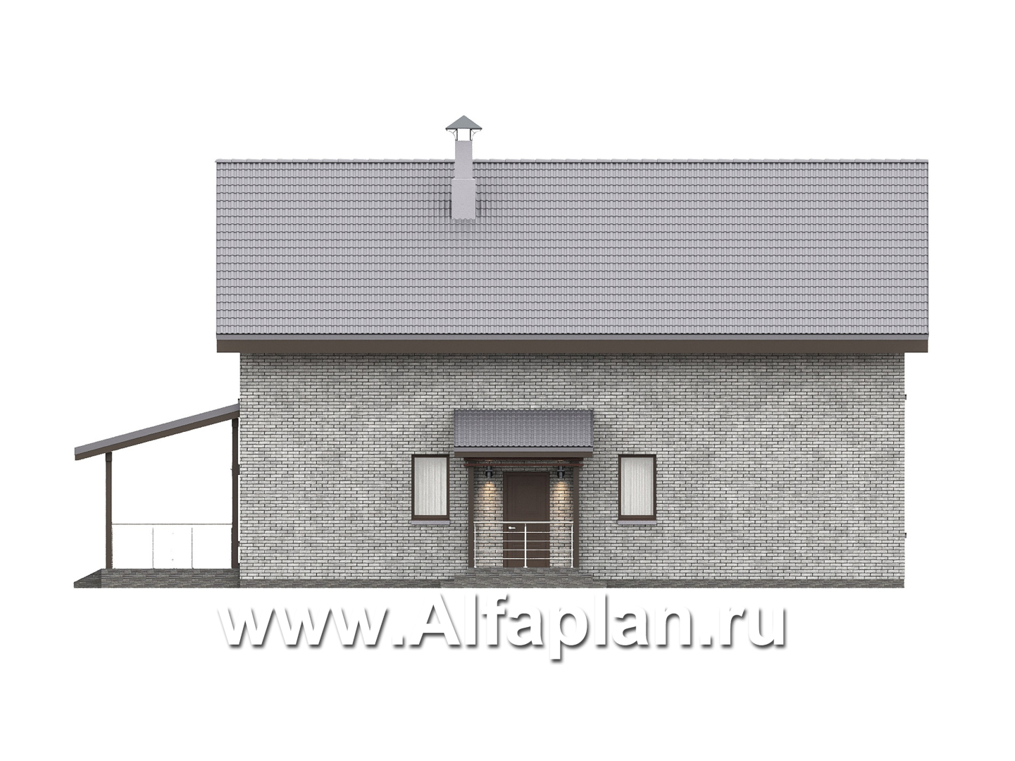 Проекты домов Альфаплан - "Мой путь" - проект дома из кирпича, 2 этажа, с террасой и с 5-ю спальнями - изображение фасада №2