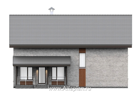 Проекты домов Альфаплан - "Мой путь" - проект дома из газобетона, 2 этажа, с террасой и с 5-ю спальнями - превью фасада №2