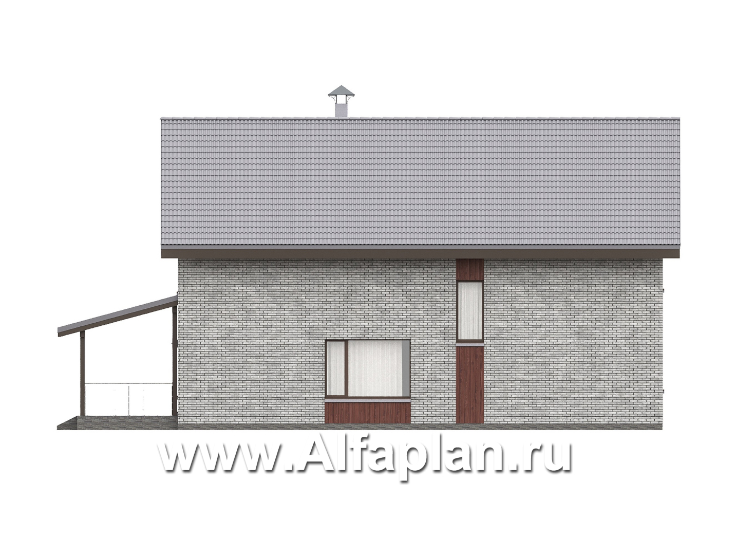 Проекты домов Альфаплан - "Мой путь" - проект дома из кирпича, 2 этажа, с террасой и с 5-ю спальнями - изображение фасада №2