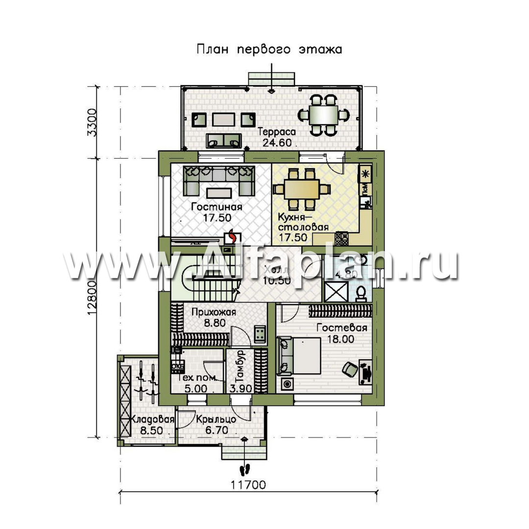 «Династия» - проект дома с мансардой, с террасой, мастер спальня - план дома