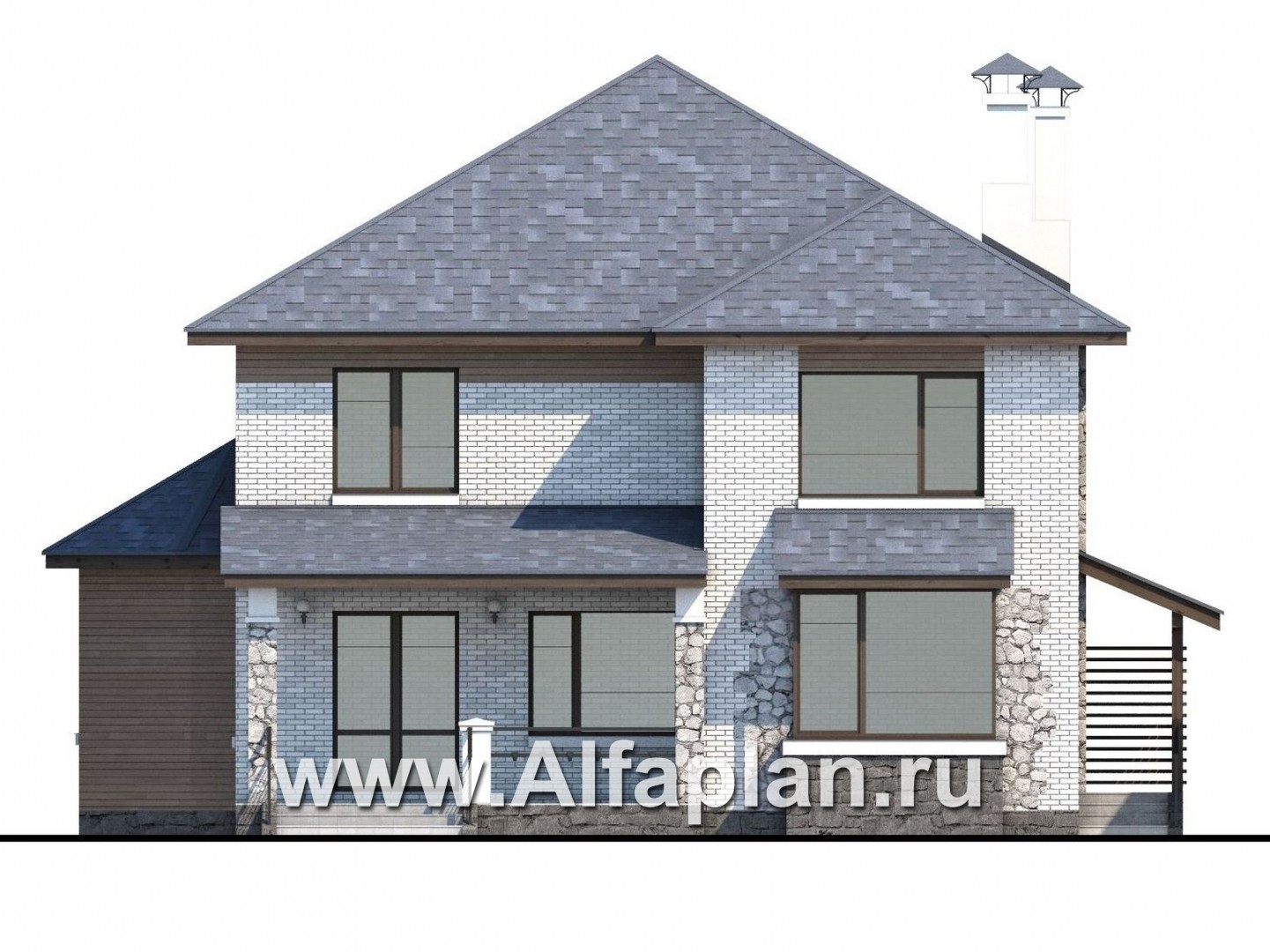 Проекты домов Альфаплан - «Агент 007» - современный компактный коттедж - изображение фасада №4