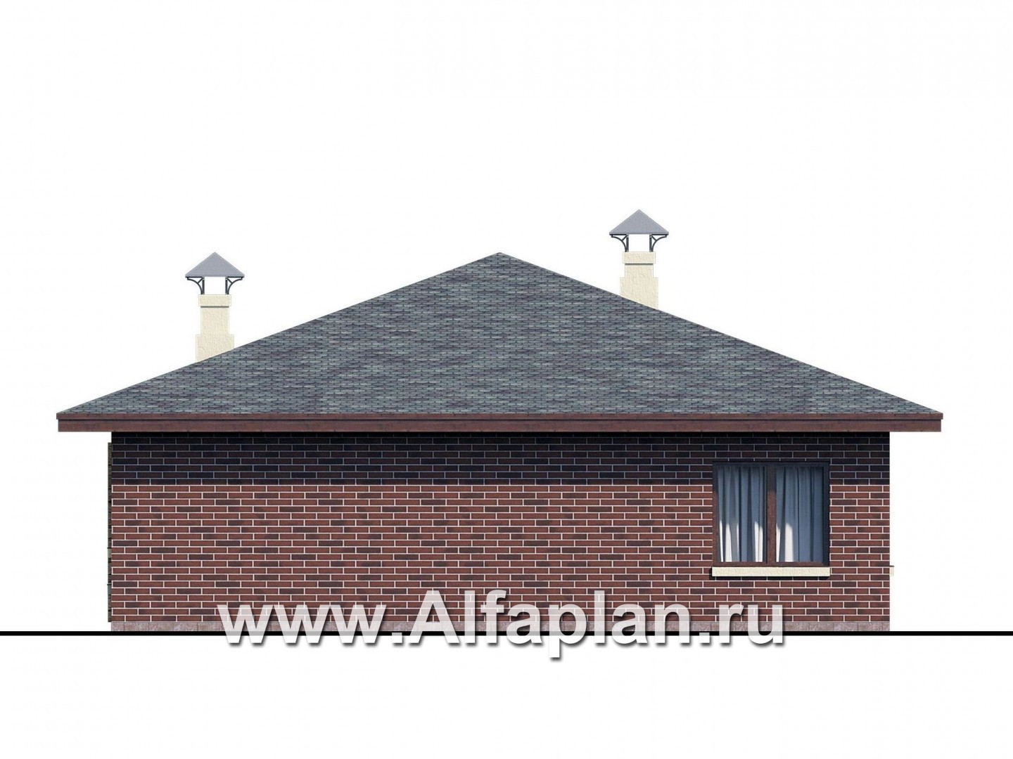 Проекты домов Альфаплан - «Дега» - проект одноэтажного дома из газобетона, с террасой - изображение фасада №4