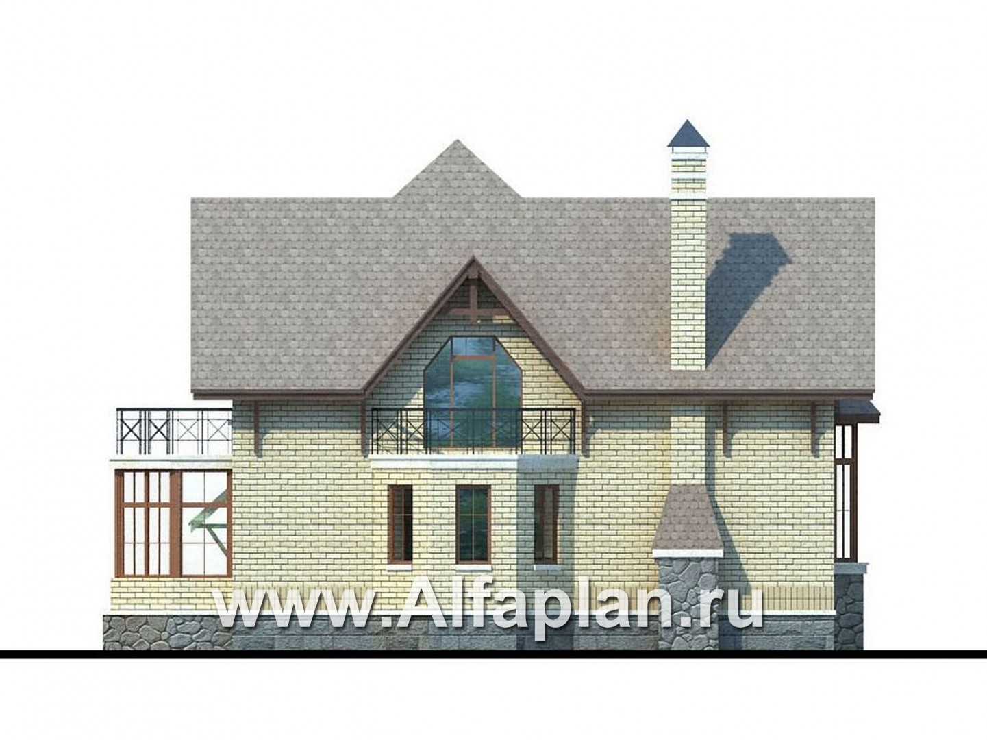 Проекты домов Альфаплан - «Вернигероде» - загородный дом с мансардой - изображение фасада №3