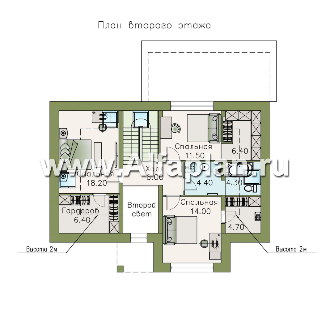 Проекты домов Альфаплан - «Кассиопея» - комфортабельный мансардный дом с рациональной планировкой - изображение плана проекта №3