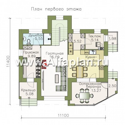 Проекты домов Альфаплан - «Высокий горизонт» - идеальный план дома на 150 квадратов - превью плана проекта №1