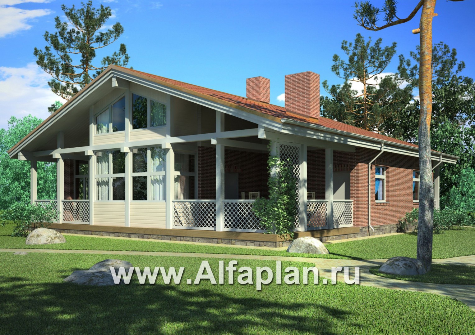 Проекты домов Альфаплан - Каркасный загородный дом для большой семьи - дополнительное изображение №1