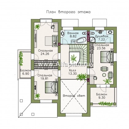 Проекты домов Альфаплан - «Голицын»- изящный коттедж с двусветной гостиной - превью плана проекта №2