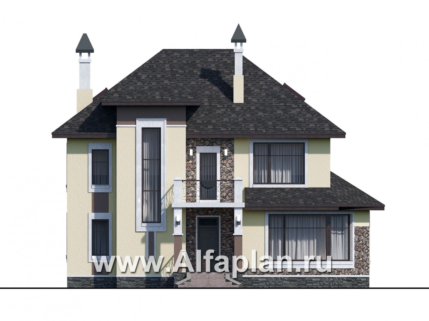Проекты домов Альфаплан - «Разумовский» - элегантный загородный коттедж - изображение фасада №1