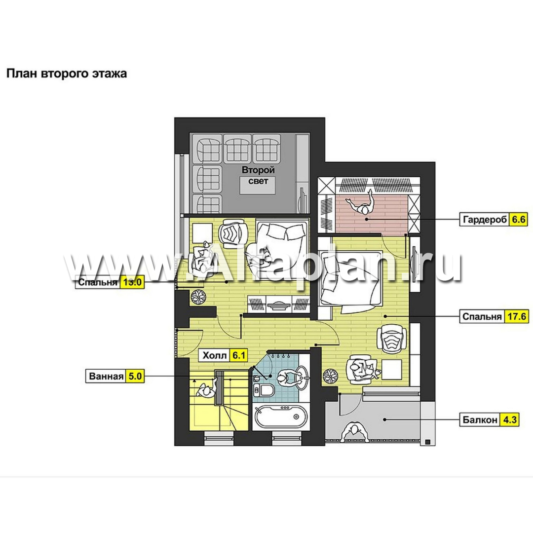 Проекты домов Альфаплан - Кирпичный дом эконом-класса с односкатной кровлей - изображение плана проекта №2