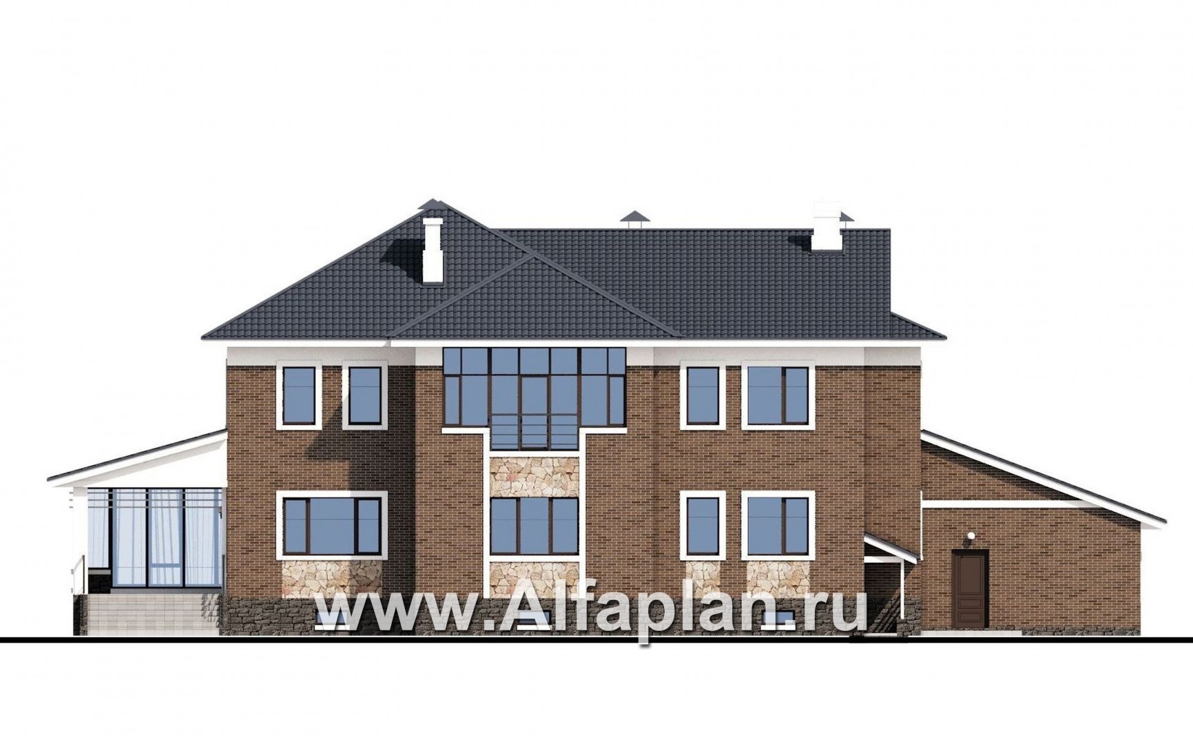 Проекты домов Альфаплан - «Пятьсот квадратов» — комфортабельный загородный особняк бизнес-класса - изображение фасада №4