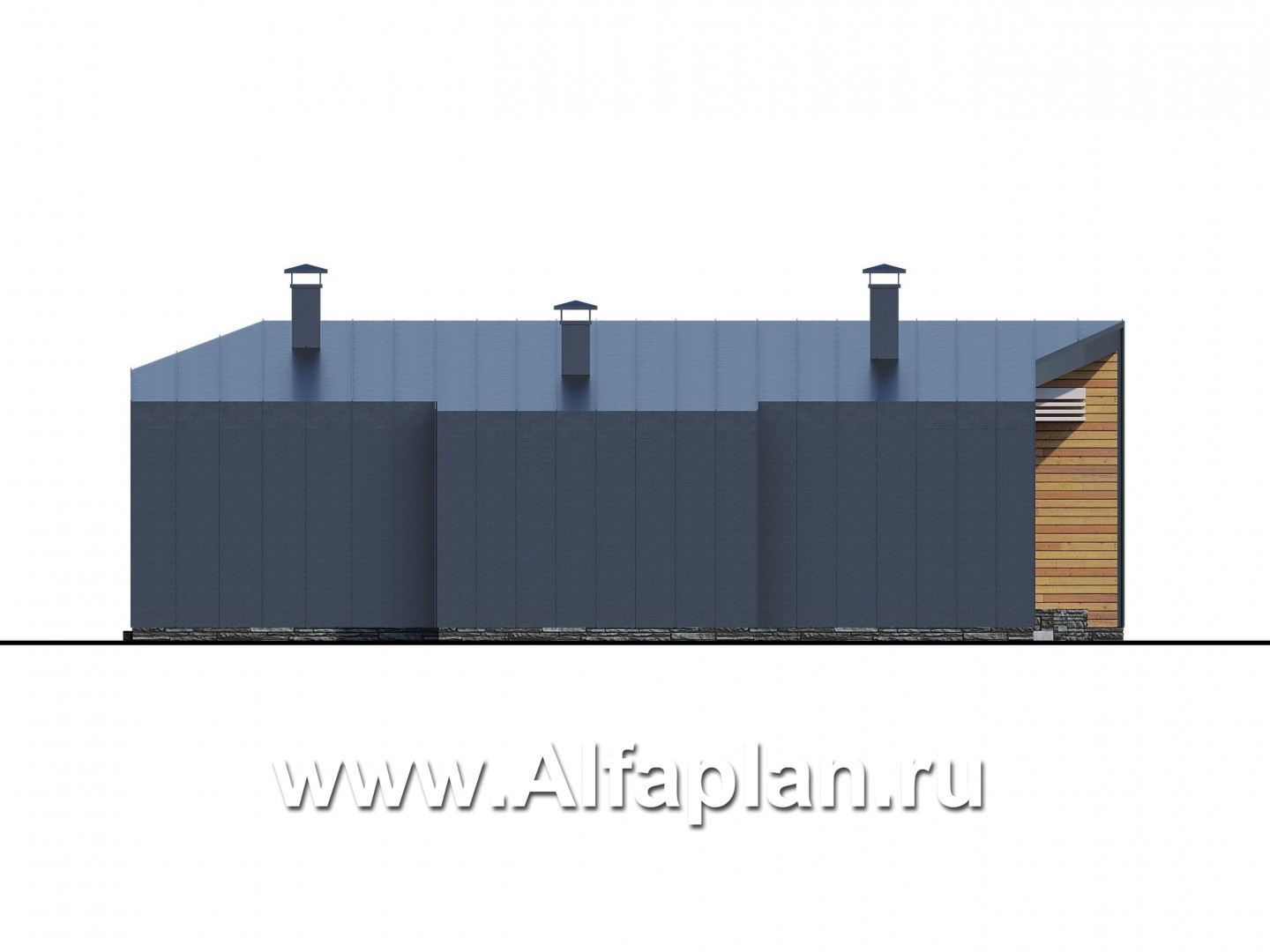 Проекты домов Альфаплан - «Дельта» - современный коттедж с фальцевыми фасадами - изображение фасада №2