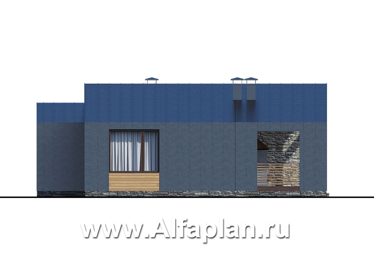 Проекты домов Альфаплан - «Эпсилон» - каркасный дом с тремя спальнями - изображение фасада №3