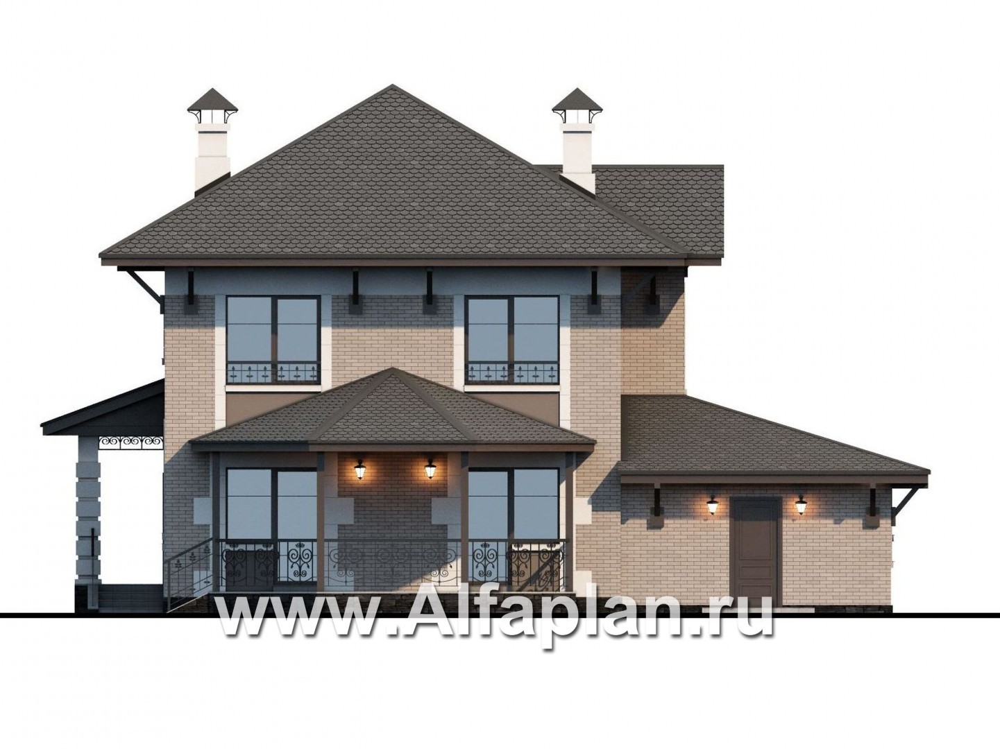 Проекты домов Альфаплан - «Фея сирени» - изящный дом с гаражом - изображение фасада №4