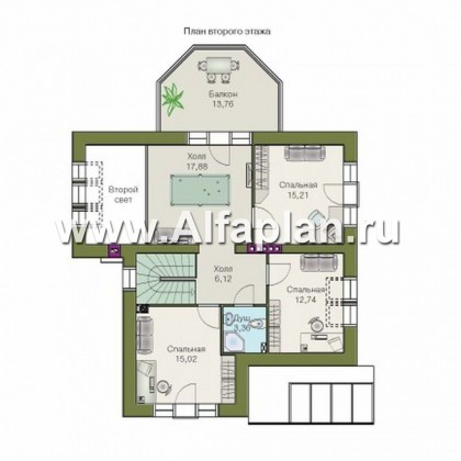 Проекты домов Альфаплан - Коттедж с окнами верхнего света - превью плана проекта №2