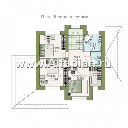 «Стимул» - проект двухэтажного дома с угловой террасой, планировка с кабинетом на 1 эт, в современном стиле - превью план дома
