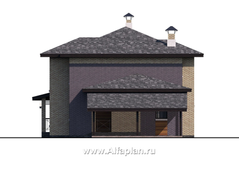 Проекты домов Альфаплан - «Стимул» - рациональный загородный дом с навесом для машины - превью фасада №2