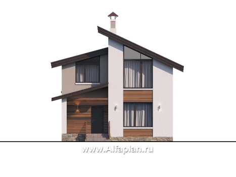 Проекты домов Альфаплан - «Оптима»- стильный небольшой дом - превью фасада №1