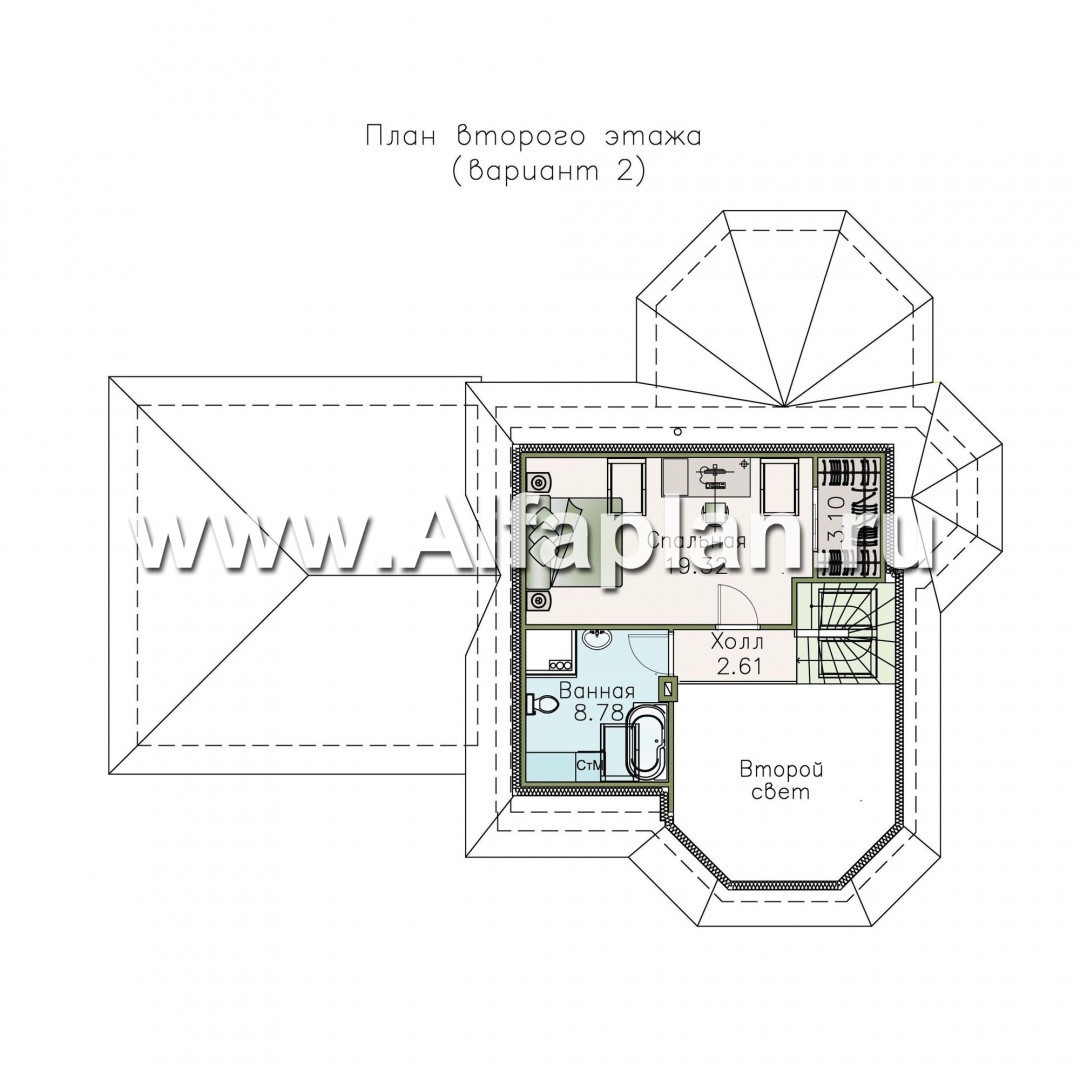 Проекты домов Альфаплан - «Душечка плюс» - компактный дом с навесом для машин - план проекта №3