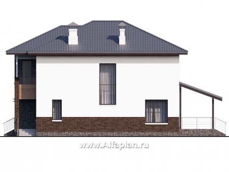 «Ирида» - проект двухэтажного дома с балконом и с террасой, планировка с кабинетом на 1 эт, в современном стиле Акварель - превью фасада дома