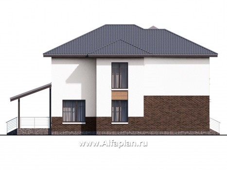 «Ирида» - проект двухэтажного дома с балконом и с террасой, планировка с кабинетом на 1 эт, в современном стиле Акварель - превью фасада дома