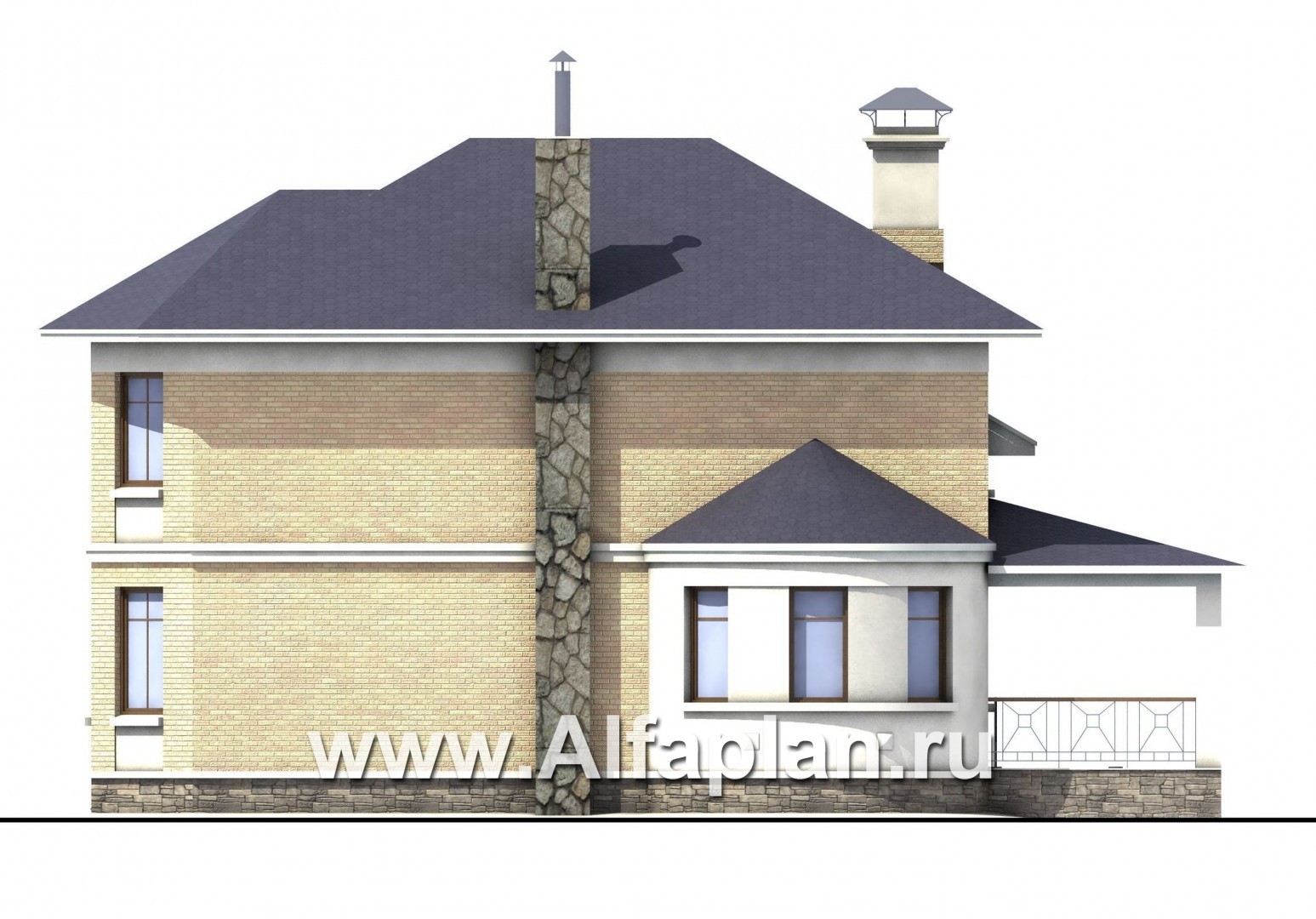 Проекты домов Альфаплан - «Ювенил» - двухэтажный загородный дом - изображение фасада №2