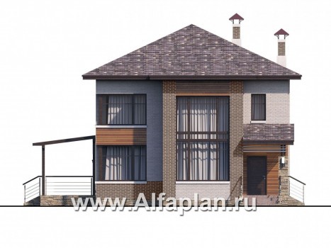 Проекты домов Альфаплан - Стильный двухэтажный коттедж со вторым светом - превью фасада №1